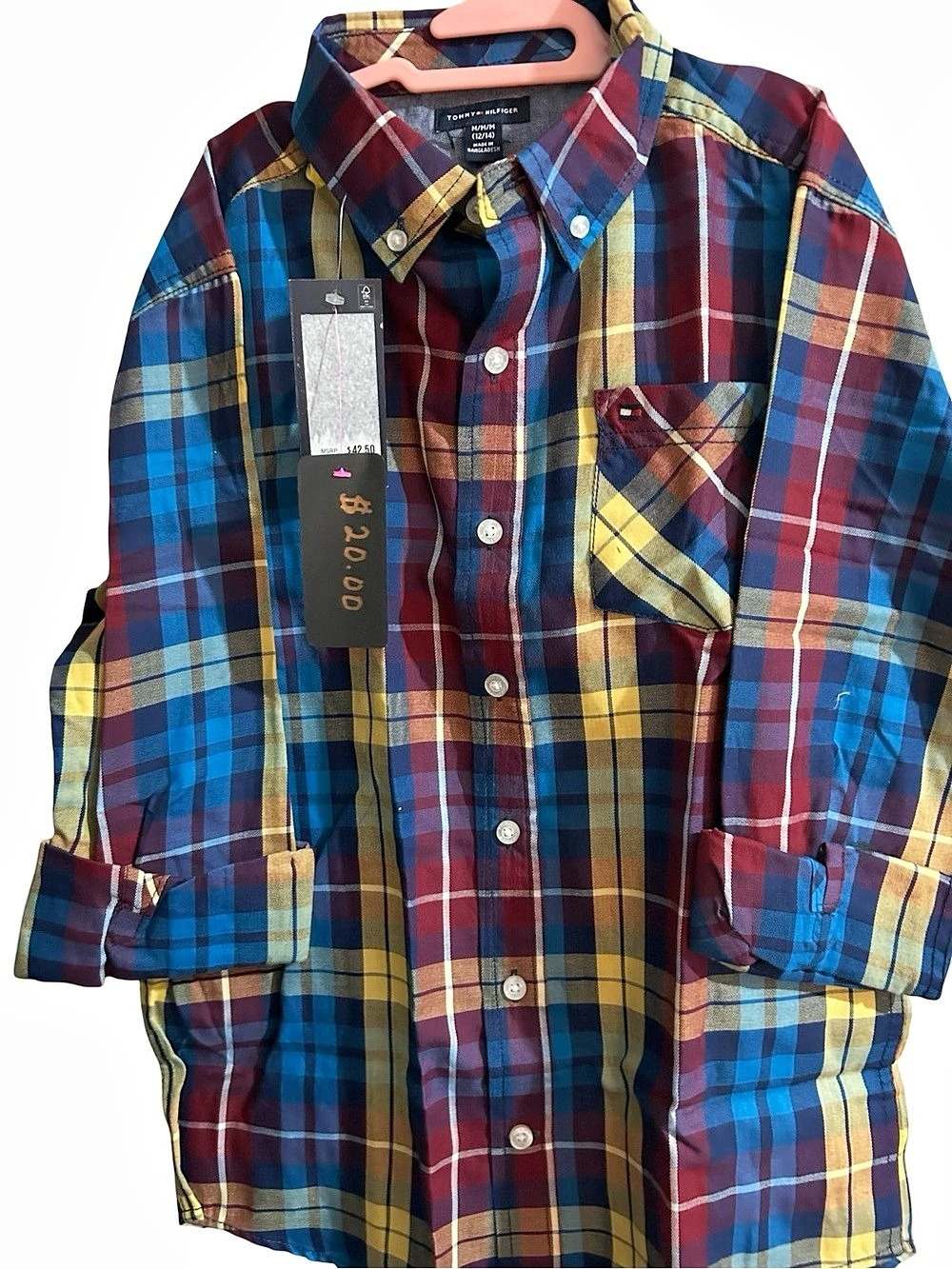 Tommy Hilfiger  Plaid Button Down in Blue & Red Size Medium NWT